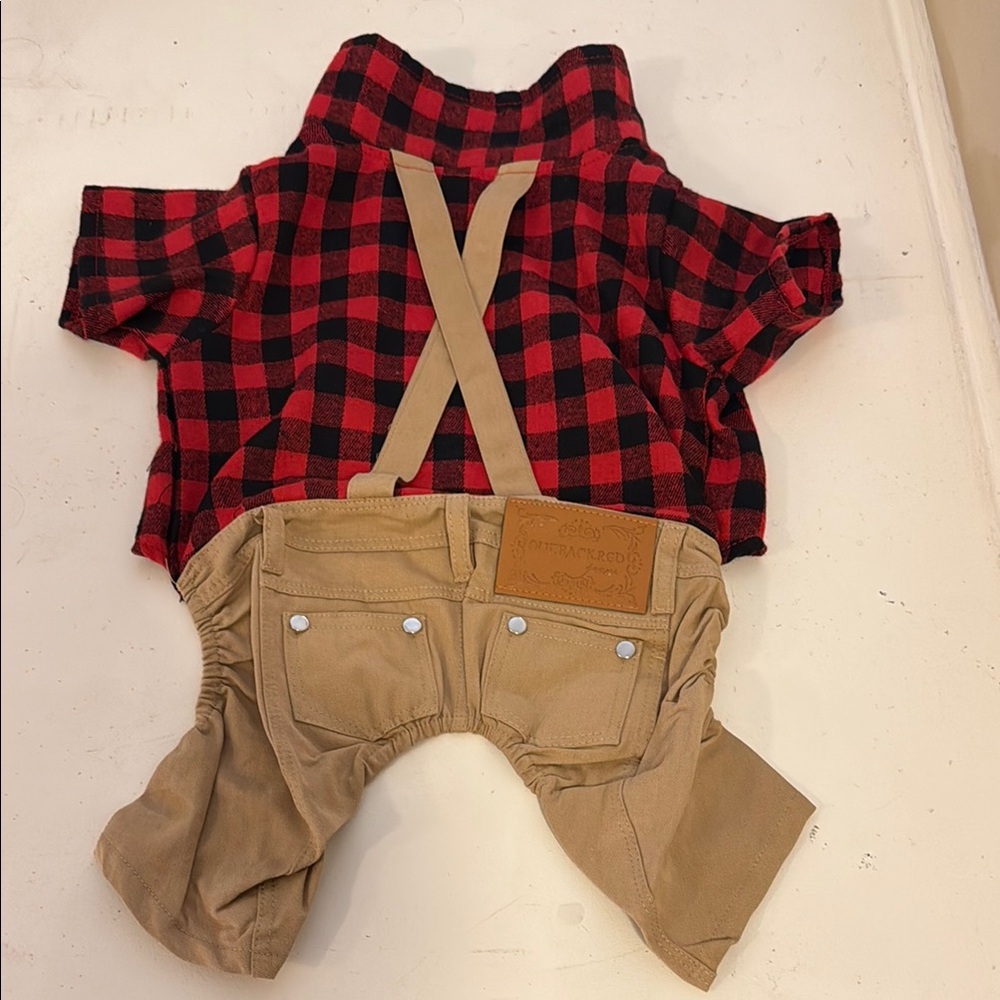 Outback Red Tan and Red Plaid Jumpsuit, updated details added